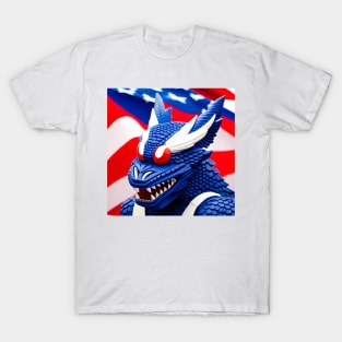 Red White and Blue with Kaiju Too (MD23bkj001) T-Shirt